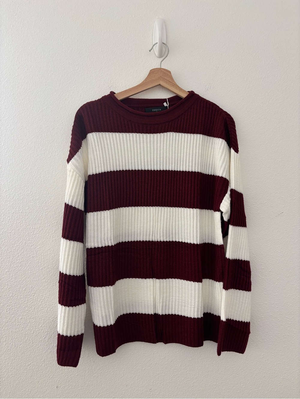 Amazon Zesica burgundy striped sweater new nwt